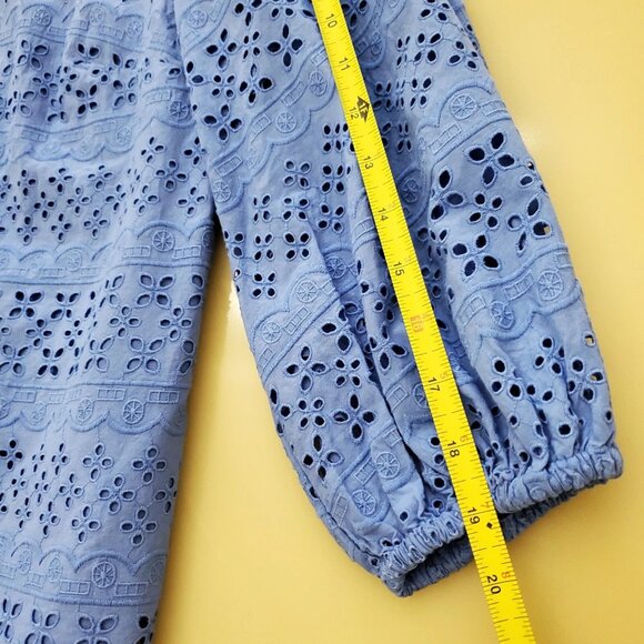 Talbots Eyelet Button Front Boho Cotton Women's Top Blue Iris Size X-Small - Picture 7 of 10